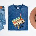 Retro Cassette Tape & Pencil Rewind Nostalgia Party 80s 90s Premium Mineral Wash Tshirts Mineral Navy