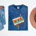 Retro Cassette Tape & Pencil Rewind Nostalgia Party 80s 90s Mineral Wash Tshirts Mineral Navy
