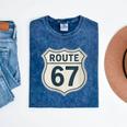 Retro Route 67 Highway Sign Vintage Road Nostalgia Mineral Wash Tshirts Mineral Navy