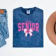 Retro Senior 2026 Class Of 2026 Coquette Pink Bow Graduation Mineral Wash Tshirts Mineral Navy