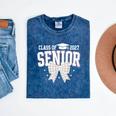 Retro Senior 2027 Girl Coquette Bow Class Of 2027 Graduation Mineral Wash Tshirts Mineral Navy