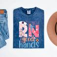 You RN Good Hands Cute Nurse Nursing Student Graduation Mineral Wash Tshirts Mineral Navy