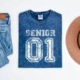 Senior 01 Class Of 2001 Retro College High School Graduation Mineral Wash Tshirts Mineral Navy