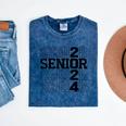 Senior 2024 Class Of 2024 Graduation 2024 Women Boy Girl Mineral Wash Tshirts Mineral Navy