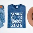 Senior 2026 Floral Flowers Class Of 2026 Graduation Kids Mineral Wash Tshirts Mineral Navy