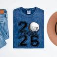 Senior 2026 Golf Player Heart Graduation Girls Teens Mineral Wash Tshirts Mineral Navy