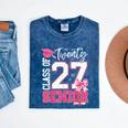 Senior 2027 Class Of 2027 Pink Coquette Bow Graduation Girl Mineral Wash Tshirts Mineral Navy