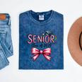 Senior Class Of 2027 Coquette Pink Bow Graduation 2027 Girls Mineral Wash Tshirts Mineral Navy