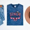 Senior Class Of 2027 Coquette Pink Bow Graduation 2027 Women Mineral Wash Tshirts Mineral Navy