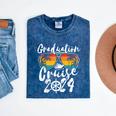 Senior Graduation Trip Cruise 2024 Retro Ship Party Cruise Mineral Wash Tshirts Mineral Navy