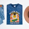Senior Mom Class Of 2026 Daisy Flower Retro Graduation Mineral Wash Tshirts Mineral Navy