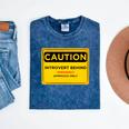 A Simple Yellow Warning Sign For Introvert Mineral Wash Tshirts Mineral Navy