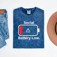 Social Battery Low Anti-Social Introvert Mineral Wash Tshirts Mineral Navy