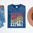 Social Distancing Expert Introvert Mineral Wash Tshirts Mineral Navy