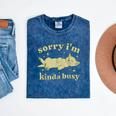 Sorry I'm Kinda Busy Lazy Cat Sarcastic Sayings Introvert Men Women Mineral Wash Tshirts Mineral Navy