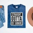 Straight Outta 1st Grade First Graduate Graduation Student Mineral Wash Tshirts Mineral Navy