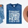 Straight Outta Here Class Of 2018 Senior Graduation Mineral Wash Tshirts Mineral Navy