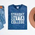 Straight Outta College Graduation Adult Mineral Wash Tshirts Mineral Navy