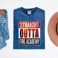 Straight Outta Fire Academy T Shirt Firefighter Graduation Mineral Wash Tshirts Mineral Navy