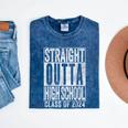 STRAIGHT OUTTA HIGH SCHOOL Graduation Class Of 2024 Senior Mineral Wash Tshirts Mineral Navy