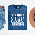 Straight Outta Junior High 8th Grade Graduation Mineral Wash Tshirts Mineral Navy