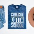 Straight Outta School Shirt Boy Girl Graduation Mineral Wash Tshirts Mineral Navy