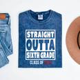 Straight Outta Sixth Grade Class Of 2024 Shirt Graduation Mineral Wash Tshirts Mineral Navy