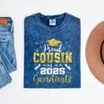 Super Proud Cousin Of 2025 Graduate Senior Graduation Family Mineral Wash Tshirts Mineral Navy