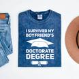 I Survived My Boyfriend's Doctorate Degree Graduation Mineral Wash Tshirts Mineral Navy