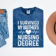 I Survived My Brother's Nursing Degree School Graduation Mineral Wash Tshirts Mineral Navy