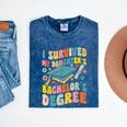 i Survived My Daughter's Bachelors Degree Groovy Graduation Mineral Wash Tshirts Mineral Navy
