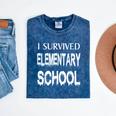 I Survived Elementary School Graduation Shirt T-Shirt Mineral Wash Tshirts Mineral Navy