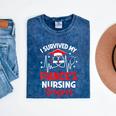 i Survived My Fiance's Nursing Degree Graduation Gifts Mineral Wash Tshirts Mineral Navy