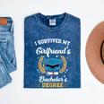 I Survived My Girlfriend's Bachelor's Degree Graduation Mineral Wash Tshirts Mineral Navy