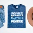 i Survived My Husbands Masters Degree College Graduation Mineral Wash Tshirts Mineral Navy