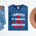 I Survived My Husband's PHD Dissertation Graduation Mineral Wash Tshirts Mineral Navy