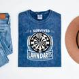 I Survived Lawn Darts Classic Yard Nostalgia Game Fun Mineral Wash Tshirts Mineral Navy