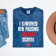 I Survived Her Passing Nursing School Graduation Mineral Wash Tshirts Mineral Navy