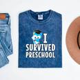 I Survived PreSchool Graduation Kids Owl Grad Shirt Mineral Wash Tshirts Mineral Navy