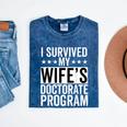 i Survived My Wife Doctorate Program PHD Wife Graduation Mineral Wash Tshirts Mineral Navy
