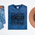 I Survived My Wife's Doctorate Program PhD Graduation Mineral Wash Tshirts Mineral Navy