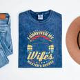 Survived My Wife's Master's Degree College Graduation Mineral Wash Tshirts Mineral Navy
