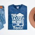 The Tassel Was Worth The Hassle Graduation Class Mineral Wash Tshirts Mineral Navy
