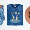 Two Thumbs Up I'm Fine Sarcastic Meme Introvert Humor Mineral Wash Tshirts Mineral Navy