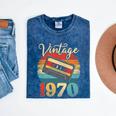 Vintage 1970 Retro Cassette Tape 70s Born Nostalgia Birthday Mineral Wash Tshirts Mineral Navy