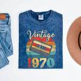 Vintage 1970 Retro Cassette Tape 70s Born Nostalgia Birthday Mineral Wash Tshirts Mineral Navy