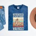 Walrus Lover Introvert Walrus Mineral Wash Tshirts Mineral Navy
