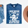 I Went Outside Once Introverts Joke Social Loner Mineral Wash Tshirts Mineral Navy