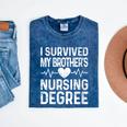 Women's I Survived My Brother's Nursing Degree School Graduation Mineral Wash Tshirts Mineral Navy