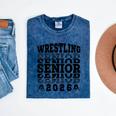Wrestling Senior 2026 Graduation Mineral Wash Tshirts Mineral Navy